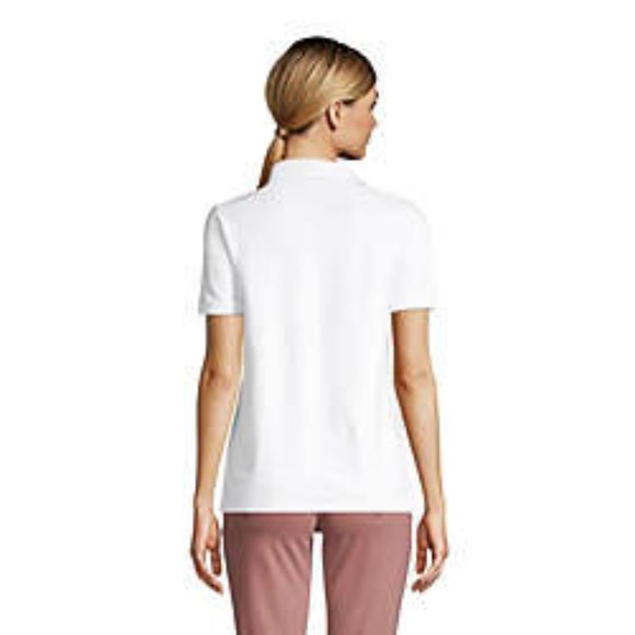 NWT LANDS'‎ END FORM FITTING WOMEN'S MESH POLO SHIRT WHITE MT (MEDIUM TALL) - Picture 2 of 12